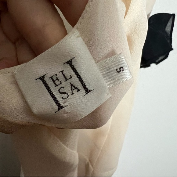 Revolve Helsa Sheer Deep V Long Slip Dress Cream Maxi with Rosette Flower Small - Picture 8 of 14